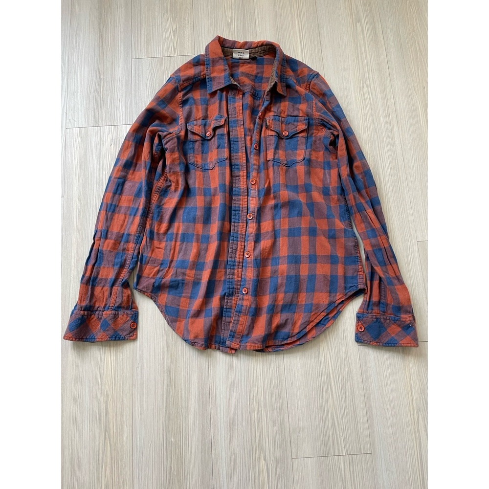 Kavu Orange and Blue Flannel Women's Size Small Broncos Autumn Layering